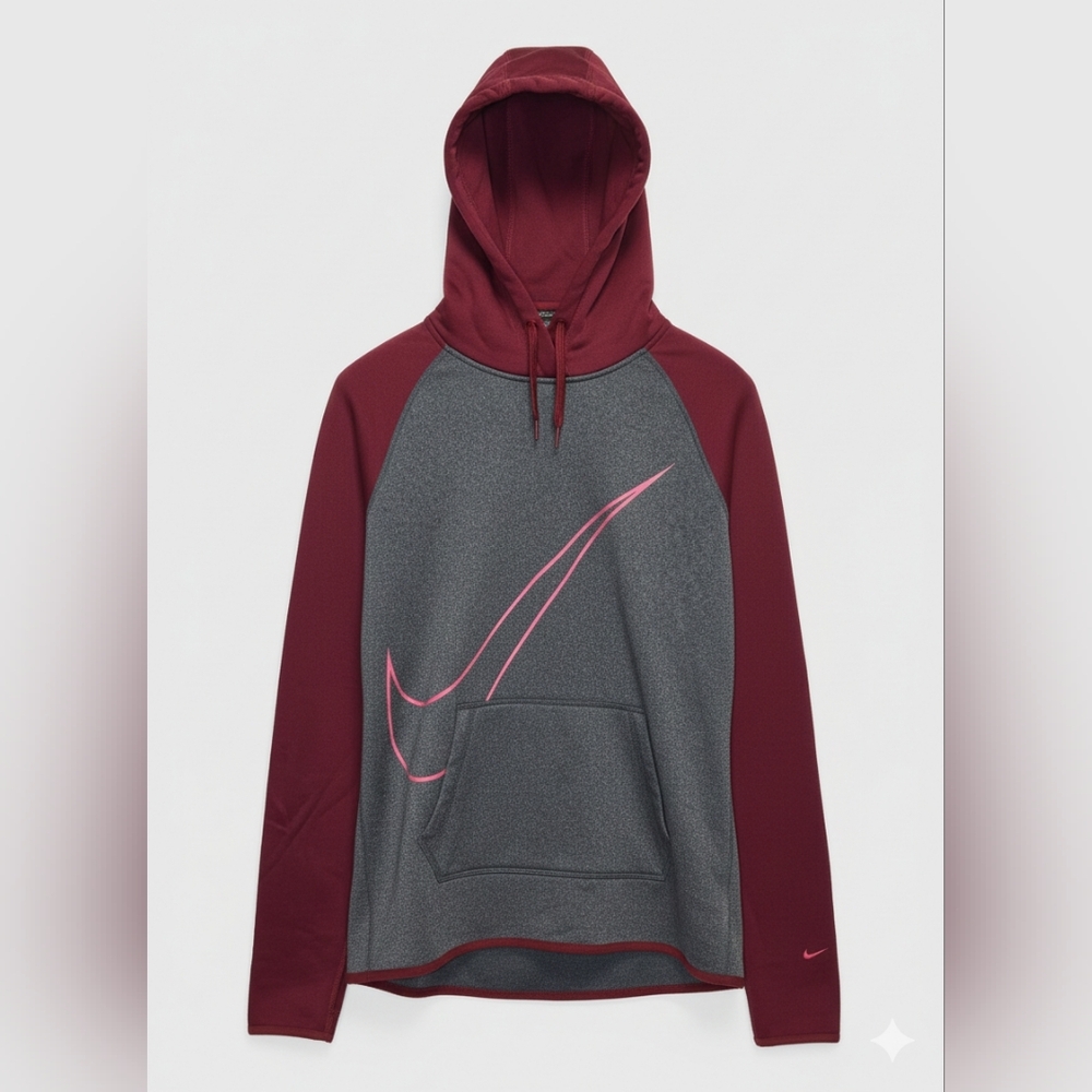 Nike Maroon and Gray Hoodie